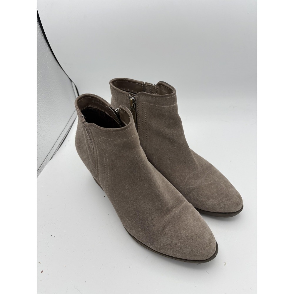 Blondo Boots Womens Size 8 Beige Suede Ankle Booties Block Heel Zip‎ Waterproof